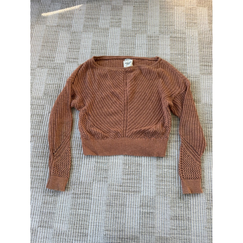 Abercrombie & Fitch Terracotta Cotton Knit Chevron Sweater Women Medium